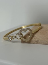 Gold heart infinity bangle - gold,