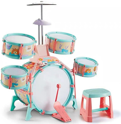 Kids drum kit pink blue - drum,