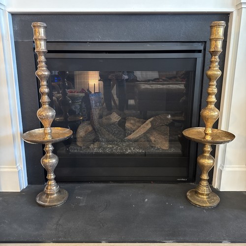 Vtg brass floor candlestick - floor,