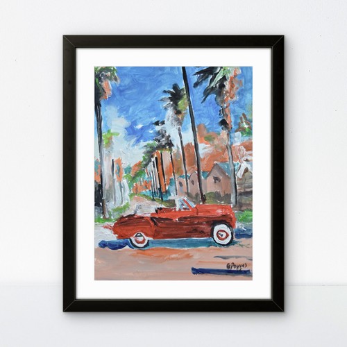 Original red car painting - red,
