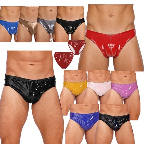 Men faux leather bikini - leather,
