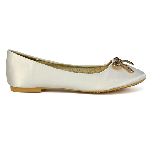 Womens flat satin bridal - bridal, pumps