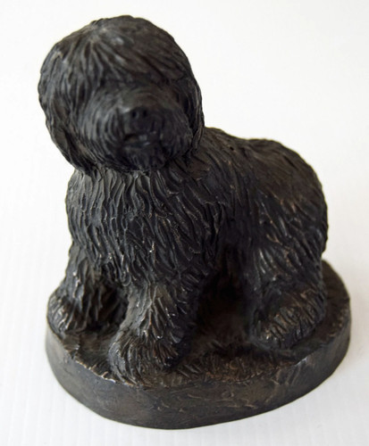 Bearded collie bronze figure - bearded,