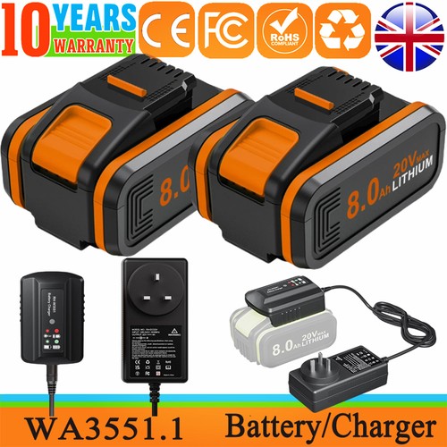 0ah for worx 20v - 8.0ah, li-ion