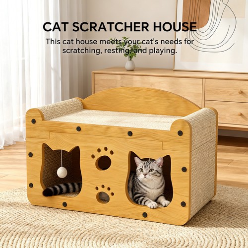 Wooden cat scratcher - wooden,