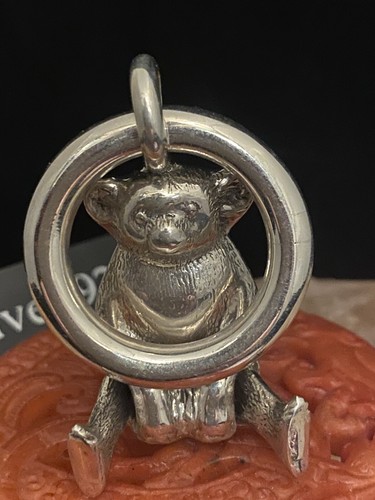 Silver baby rattle bear - silver,