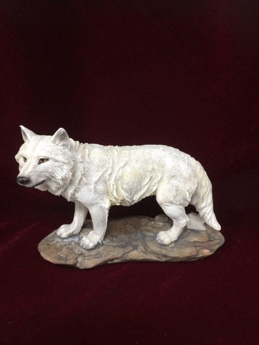 Novelty white wolf figurine - white,