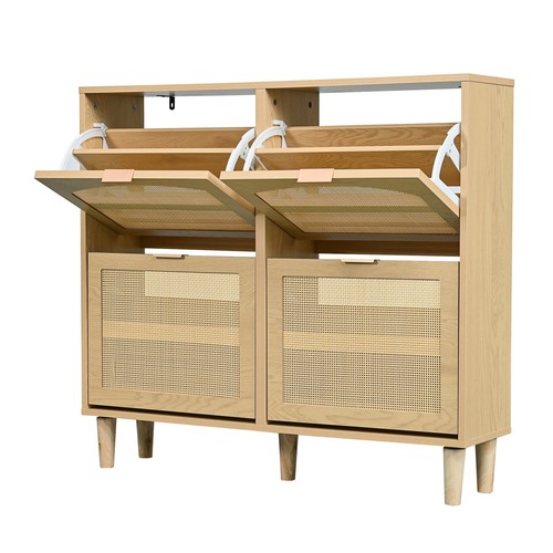 Narrow rattan shoe cabinet - narrow,