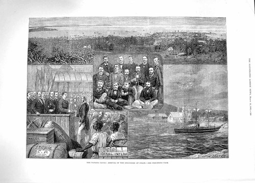 Old antique print - 1881, panama
