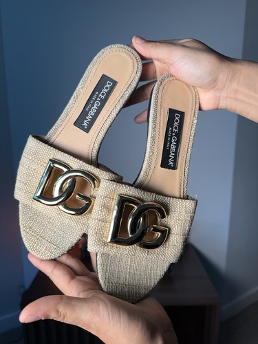 Dolce gabbana raffia slide - &,
