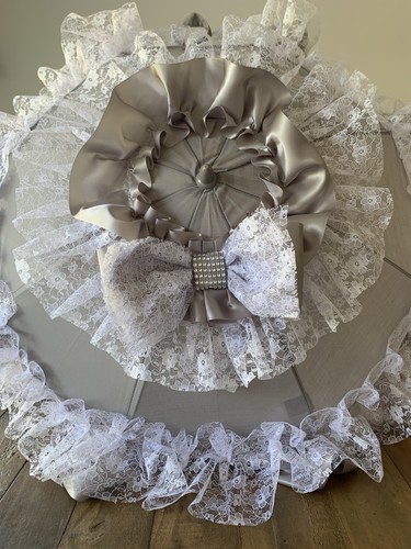 Grey white bling - bling, frilly