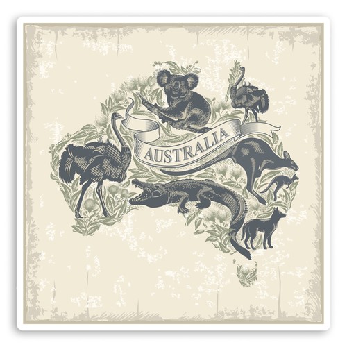 10cm vintage australia map - x,