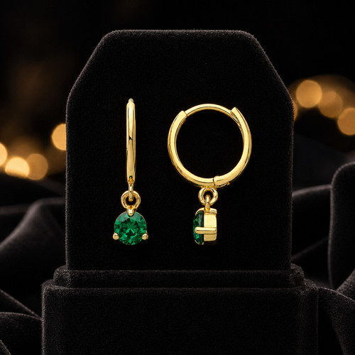 Yellow gold emerald - gold, earrings