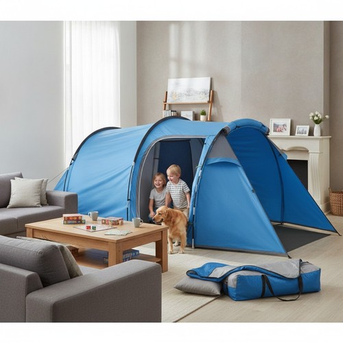 Camping tent person - camping, tunnel