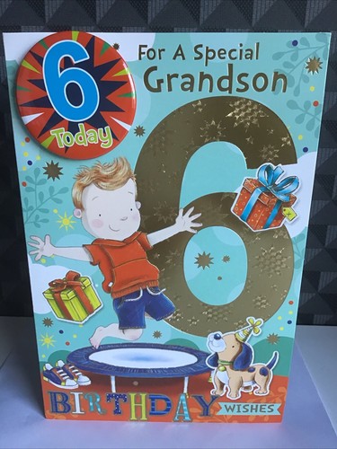6th grandson birthday card - 6th,