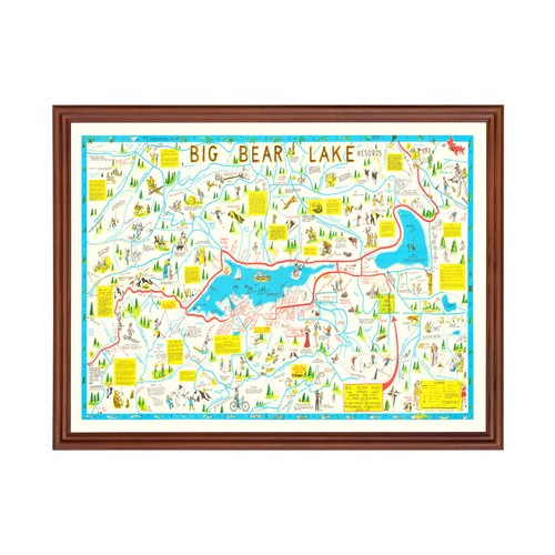 Old map big bear - bear, lake,