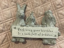 Grey Animal Rabbit & Duck slogan  bathroom ornament Medium size NEW