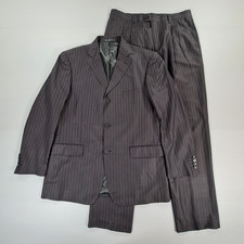 Gucci Mens Two Piece Suit Set Brown 44R Jacket W38 Trousers Wool Stripped