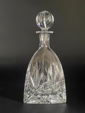 Thomas Webb Crystal Glass Decanter Triangular Shape with Ball Stopper - 28cm (H)