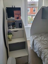 BUNK BEDS WITH DRAWERS AND STORAGE, GRAY,  WITH 2 NEW MATTRESSES