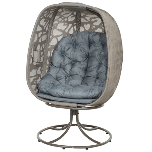 Swivel egg chair grey wicker - chair,