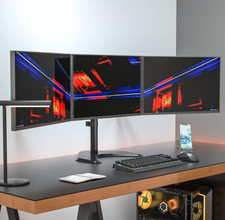 Triple Monitor Desk Stand 3 x LCD Adjustable Arm Mount 13-27" Screen Bracket UK