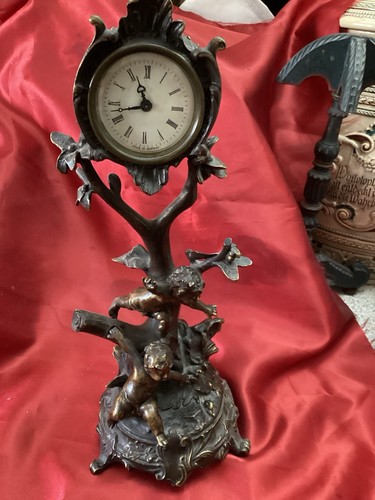 Antique table clock cherubs - clock,