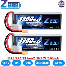 2x Zeee 3S LiPo Battery 11.1V 3300mAh 50C XT60 for RC Car Airplanes Quadcopter