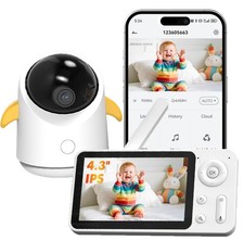 Wifi Baby Monitor with Camera Phone App & 5" Screen&App Control and Night Vision
