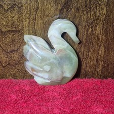 Polished Onyx Stone Swan Ornament – Hand-Carved Decorative Figurine