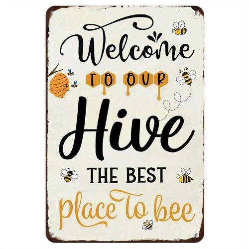 Vintage beehive metal sign - beehive,