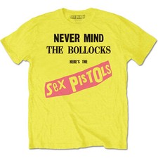 Official Sex Pistols T Shirt Never Mind The Bollocks Yellow Classic Punk Rock