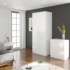 High Gloss Wardrobe Chest of 4 Drawers Bedside Table Home Bedroom Furniture Set