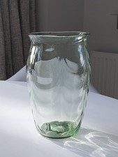 VINTAGE JAMES POWELL WHITEFRIARS GLASS VASE 7098 SEA GREEN 9" HIGH CIRCA. 1938