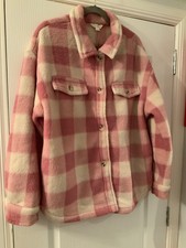 Aeropostale pink check chunky fleece shacket size large NEW