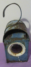 VINTAGE BLUE PARAFFIN ROAD WORKS / RAILWAY LAMP & BURNER