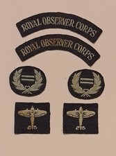 1950s/ 60s Era Royal Observer Corps ROC RAF Battledress Insignia- Titles, Rank