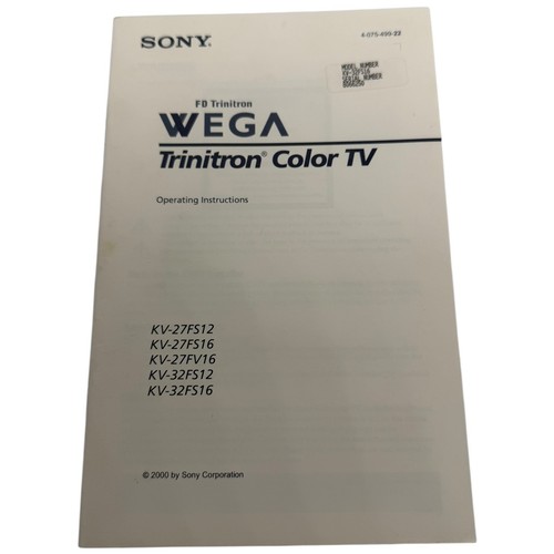 Sony wega trinitron kv27fs12 - wega,