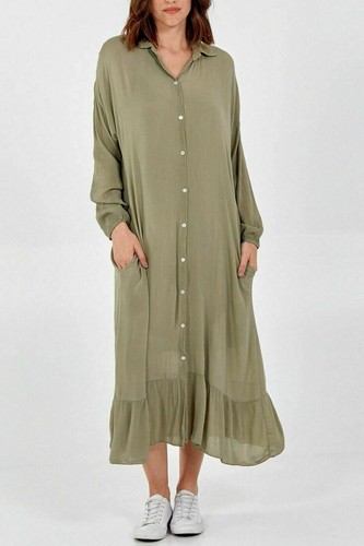 Khaki crinkle viscose maxi - khaki,