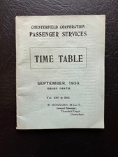 Sep 1939 Chesterfield Corporation Passenger Services Motor Bus Timetable Guide