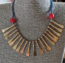 Statement Handmade Bead Necklace  Brass Choker Ashanti Zulu ethnic  Africa