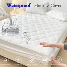 EXTRA DEEP QUILTED WATERPROOF MATRESS MATTRESS PROTECTOR FITTED BED COVER