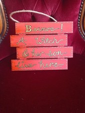 Handmade Fun Door Hanging Sign Halloween Decorations Front Door Witches