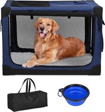 Folding Pet Crate Travel Crates Medium & Large Dogs 76x54x54cm Dark Blue