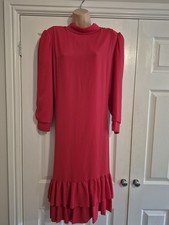 Red Padded Shoulder Dress Size 14 By Frank Usher