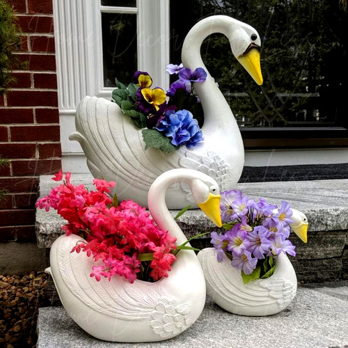 Set white swan - set, planters