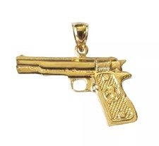 14ct Gold Gun/Pistol Pendant/Necklace