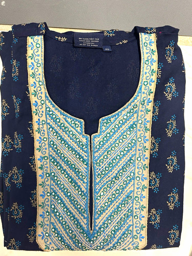 Ladies blue embroidered kaftan - ladies,