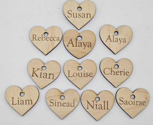Personalised wooden heart name - personalised,