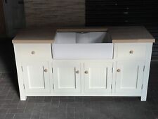 Large Painted Belfast Sink Unit & Solid Oak Worktop